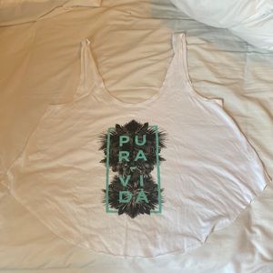 Pura Vida White logo Tank Top Size Small